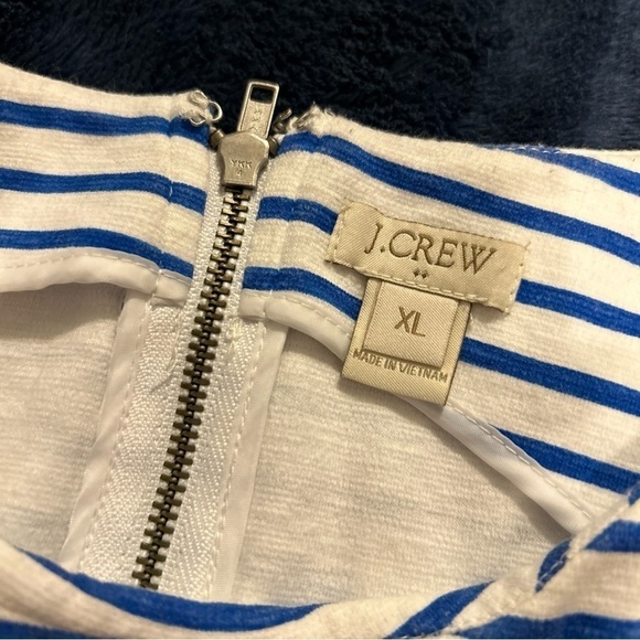 Women’s J Crew Dress White with Blue Stripes and pockets Size XL - Picture 2 of 5